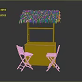 Outdoor Wooden Bar Set With Thatched Roof And Two Rustic Chairs