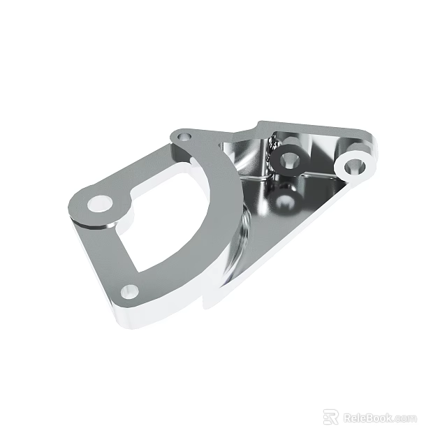 Silver Mechanical Metal Part With Holes And Structural Design Features 3d model 
