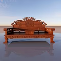 Chinese Style Wooden Sofa Bench With Intricate Carvings And Traditional Design