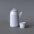 Stylish White Electric Kettle With Handle And Matching Cup For Daily Kitchen Use