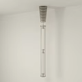 Modern Sleek Chandelier Design With Transparent Glass Cylinder And Metal Spiral Top