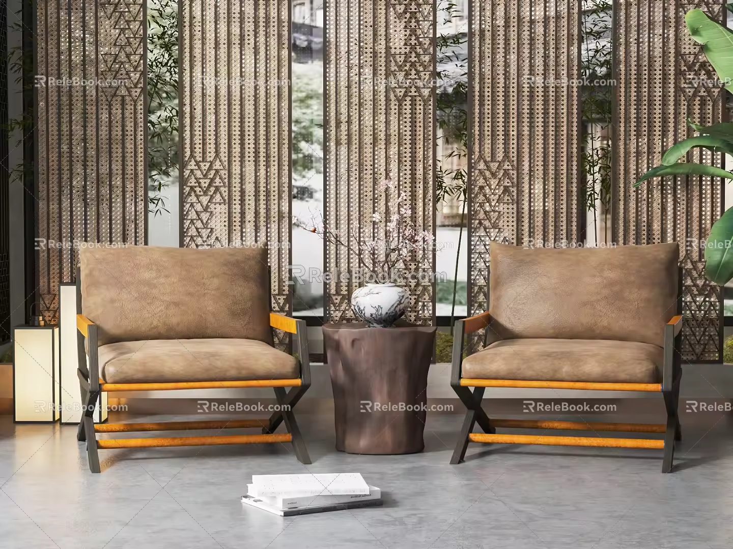 New Chinese Style Leisure Sofa Combination Negotiation Table and Chair Combination 3d model