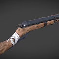 Vintage Flintlock Musket With Wooden Stock Black Straps Metal Barrel And White Wrapped Band 3d model