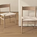Minimalist Wooden Dining Chairs With White Woven Seats And Light Wall Background