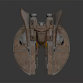 Futuristic Copper Brown Spaceship Model With Wing Like Structure And Yellow Cockpit