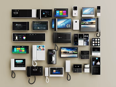 Various Doorbell Types With Digital Screens Smart Features and Multiple Designs 3d model
