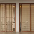 Middle-style sliding door rattan sliding door 3d model