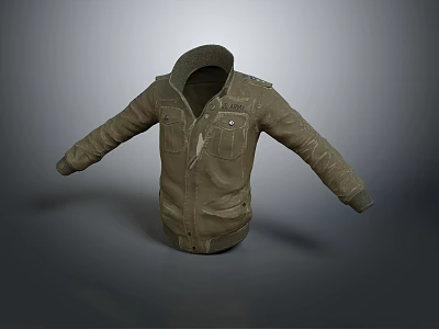 Stylish Green Hooded Utility Jacket With Multiple Pockets And Cotton Material 3d model