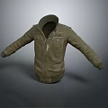 Stylish Green Hooded Utility Jacket With Multiple Pockets And Cotton Material 3d model