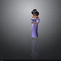 Detailed Disney Jasmine Princess 3D Model With Purple Gown And Headscarf