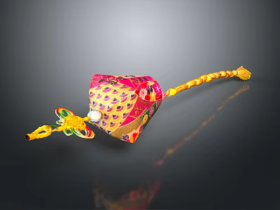 Colorful Peacock Patterned Decorative Household Item With Tassel And Knot Design 3d model
