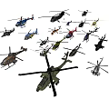 Various Types of Helicopters with Different Colors and Models Collection