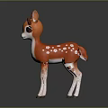 Cute Orange Stuffed Deer with White Spots and Brown Antlers in Dark Background