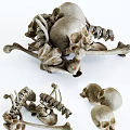 Gothic Decorative Ornament Set with Realistic Skulls and Skeleton Bones 3d model