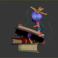 Colorful Everyday Book Stack with Open Book and Decorative Design Elements
