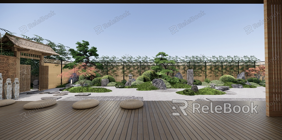 Japanese-style courtyard dry landscape courtyard garden model