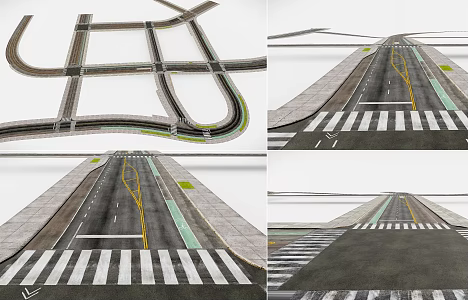 modern city road car road street city street car lane 3d model