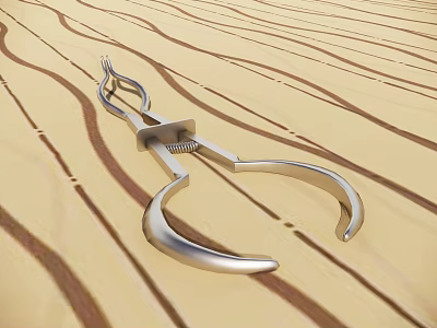High Quality Precision Stainless Steel Medical Surgical Clamp On Wooden Surface 3d model