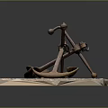 Vintage Anchor Decorative Ornament Set On Square Stone Base For Home Decoration