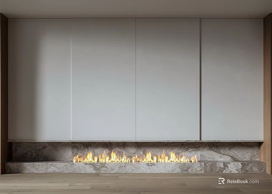 Modern Kitchen Interior Design With White Cabinets And Marble Countertop 3d model