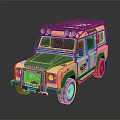 Golden Off Road Vehicle With Black Hood Roof Rack And Front Spotlights