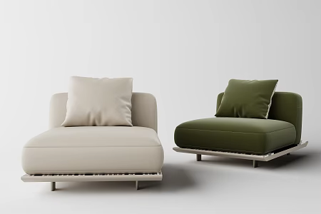 Modern Light Luxury Single Sofa 3d model
