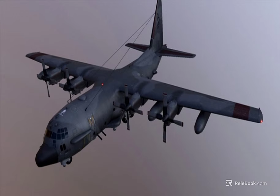 Dark Gray Fighter Jet Flying With Red Wingtips Multiple Engines And Underwing Weapons 3d model