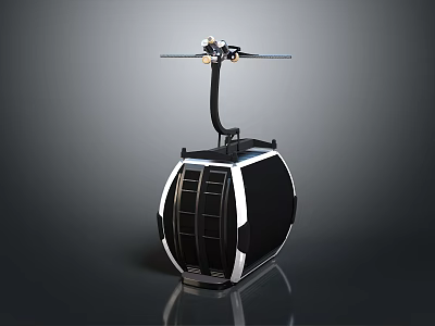Modern Black And Silver Cable Car Gondola With Streamlined Design And Transparent Windows 3d model