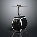 Modern Black And Silver Cable Car Gondola With Streamlined Design And Transparent Windows