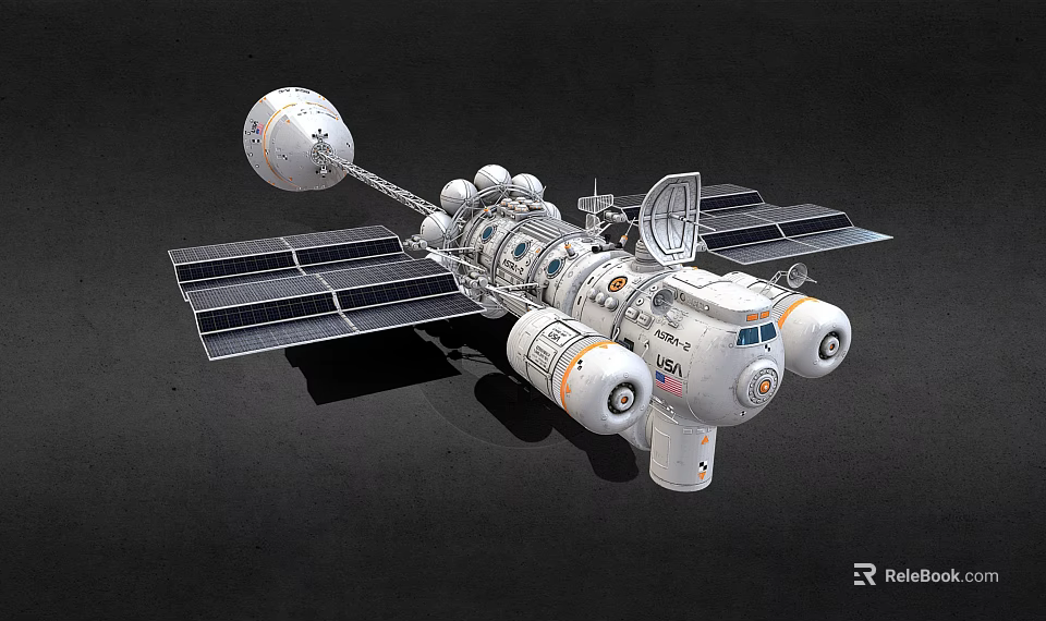 Advanced Modular Spacecraft With Solar Panels Antenna And Propulsion Modules 3d model 