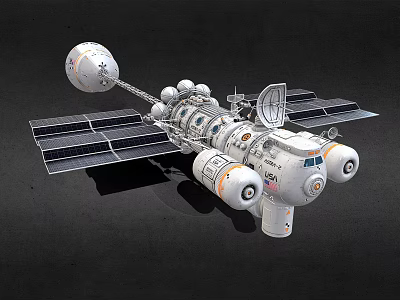 Advanced Modular Spacecraft With Solar Panels Antenna And Propulsion Modules 3d model