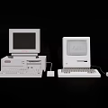 Two Vintage Retro Desktop Computers With CRT Monitors Keyboards And Mice