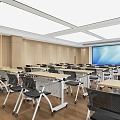 Classroom desks and chairs lecture hall 3d model