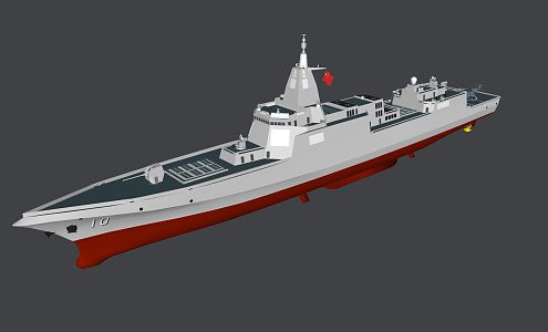 modern warship escort ship 3d model