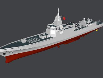 modern warship escort ship 3d model