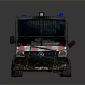 Dirty Zombie Response Van With Blue Lights Red White Stripes And Off Road Tires