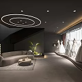 Modern Luxury Bridal Clothing Store Interior With Wedding Dress Display Comfortable Seating And Reception Counter