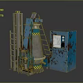 Industrial Equipment With Conical Structure Blue Control Cabinet Ladder And Warning Stripes