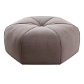 Light Brown And Dark Gray Round Upholstered Ottoman With Stitched Design 3d model