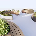 Stylish Circular Wooden Outdoor Chair with Green Plants for Garden Patio Seating