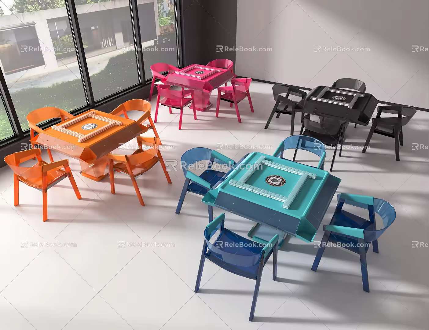 Mahjong Table and Chair Mahjong Machine Chess and Card Table Acrylic Chess and Card Table Internet Popular Mahjong Table and Chair Glass Mahjong Table and Card Room Mahjong Table Art Glass Mahjong Table and Chair 3d model