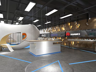Digital Store With HUAWEI Vivo Electronic Products Modern Interior Display Counters 3d model