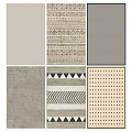 Square Rugs with Herringbone Chevron Triangle and Dot Patterns in Neutral Tones 3d model