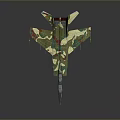 Camouflage Painted Fighter Jet Model With Sleek Body And Detailed Tail Fins