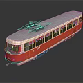 Vintage Red And White Tram With Pantograph On Roof And Number 575