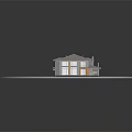 Modern House With Gray Roof Stone Wooden Exterior Large Windows Green Lawn And Driveway