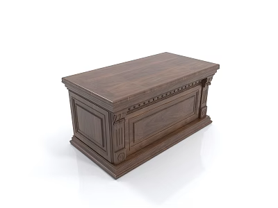 Vintage Wooden Writing Desk With Intricate Carved Details And Decorative Edges 3d model