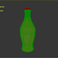 Glass Beverage Bottle With Dark Liquid White Cap And Patterned Body On Black Background