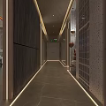 Luxurious SPA Sauna Corridor With Gray Marble Walls Red Maple Tree And Modern Lantern Decor