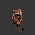 Ancient Roman Bust Sculpture With Red Hair Stone Base And Facial Details